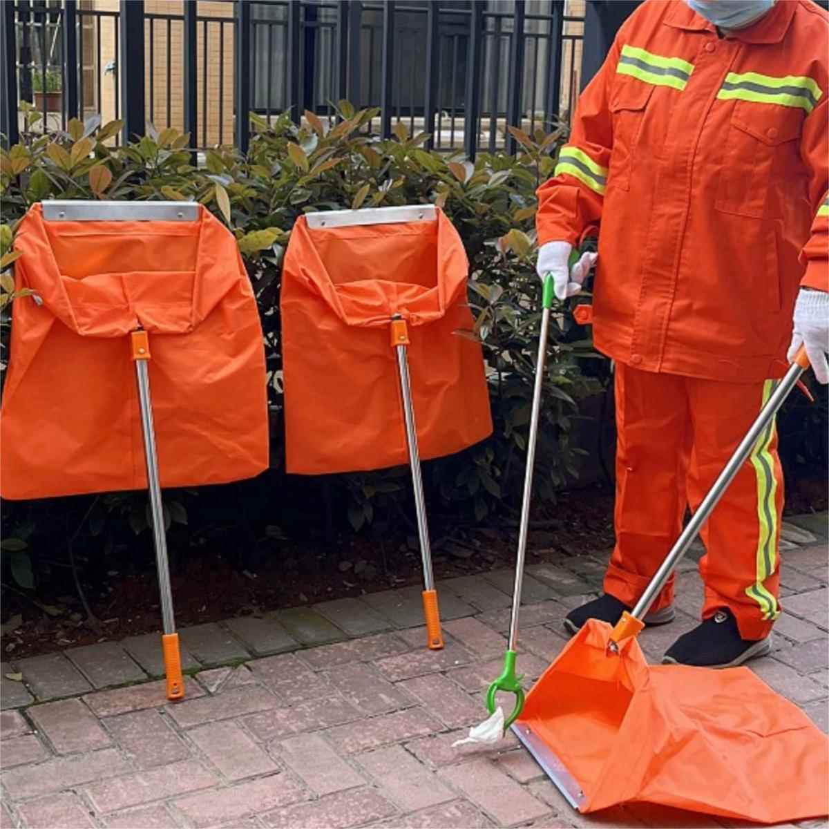 户外防风簸箕垃圾斗环卫工人垃圾布兜可携式保洁袋不锈钢垃圾铲撮