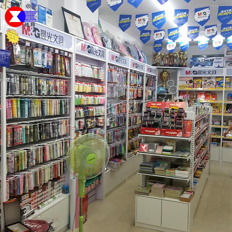文具货架便利店超市母婴店货架 单面背孔商场展示架带灯箱货