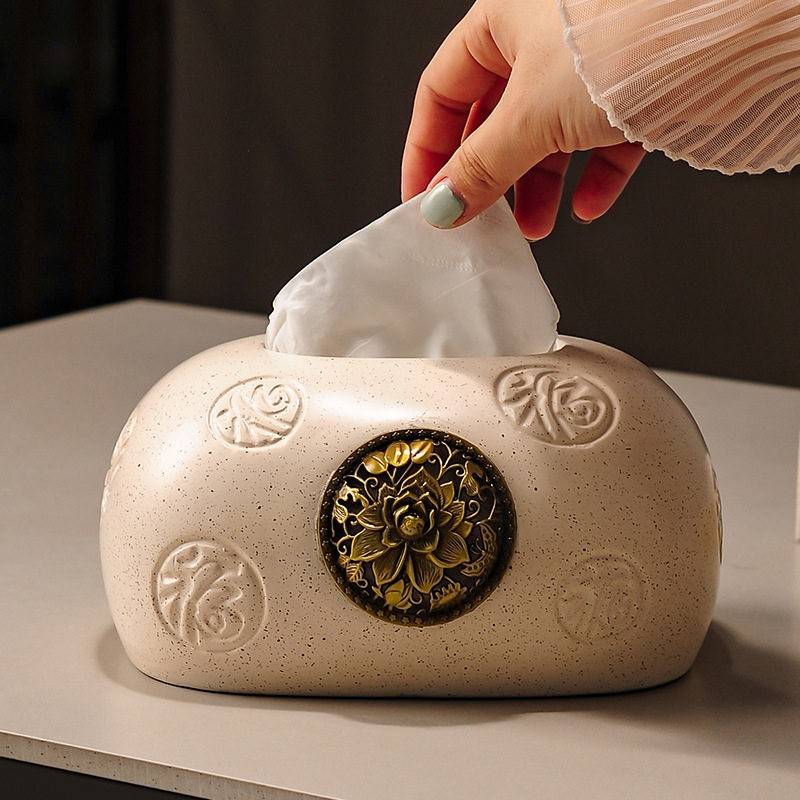 陶瓷纸巾盒轻奢高档客厅家用茶几餐桌纸抽抽纸盒高级感摆件装饰品