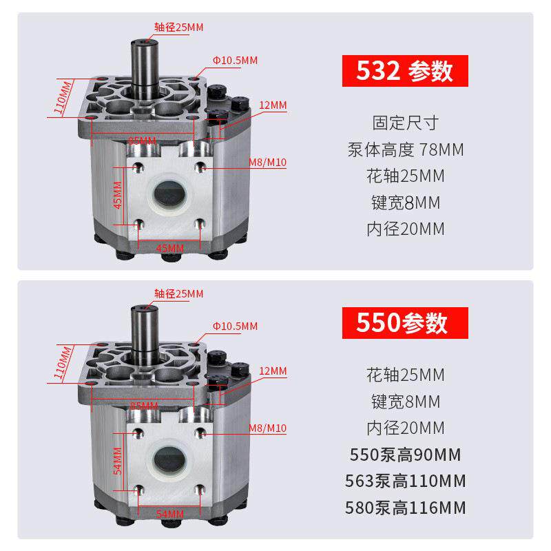 齿轮油泵CBT-E532E550E563E580花键单键左右旋铲车装载机液压油泵