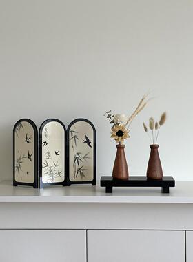 中古风花瓶桌面摆件客厅装饰高级感小众设计感屏风房间改造小物件