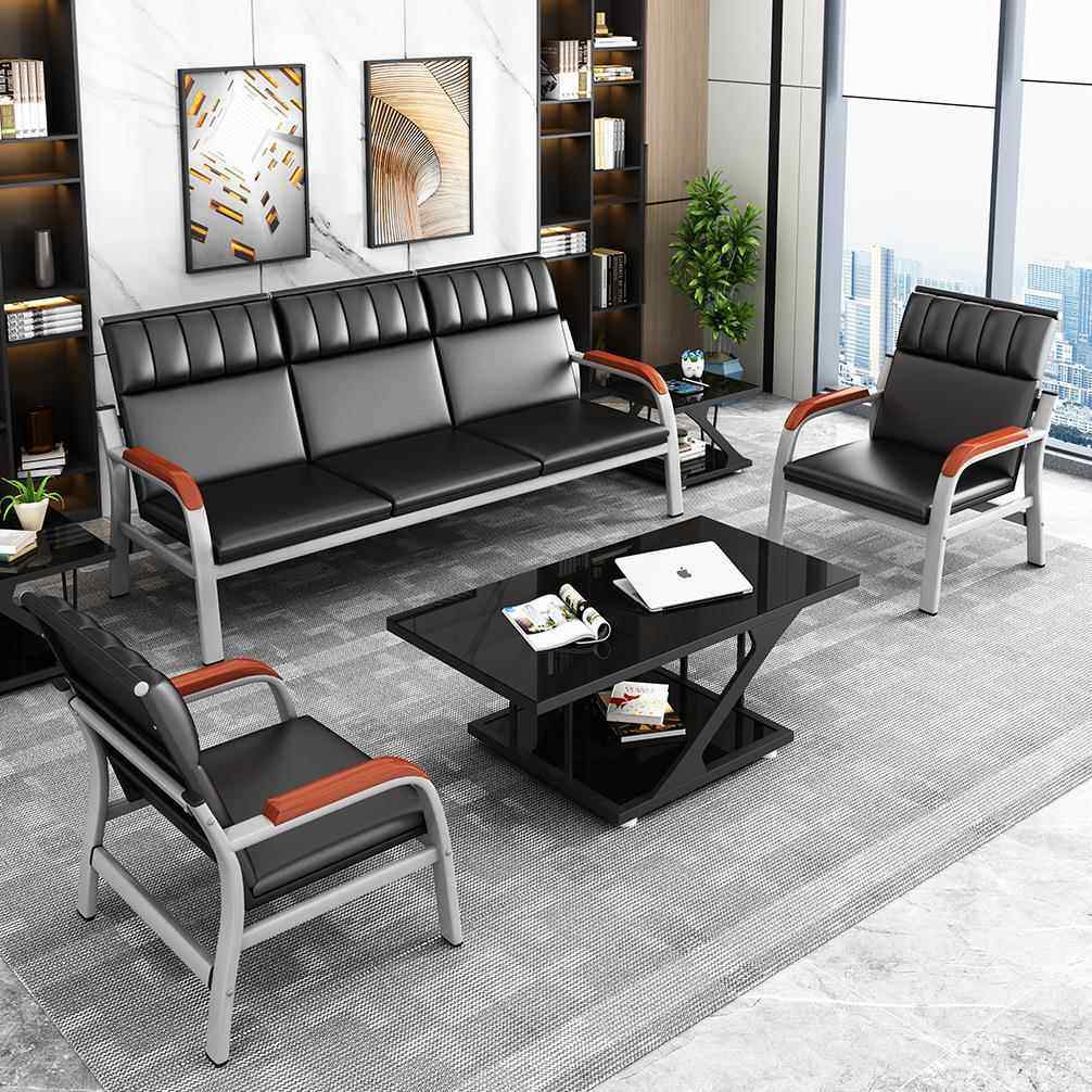 铁简易办办公沙发茶组合商务接待简约现代公几314室三人位架排椅