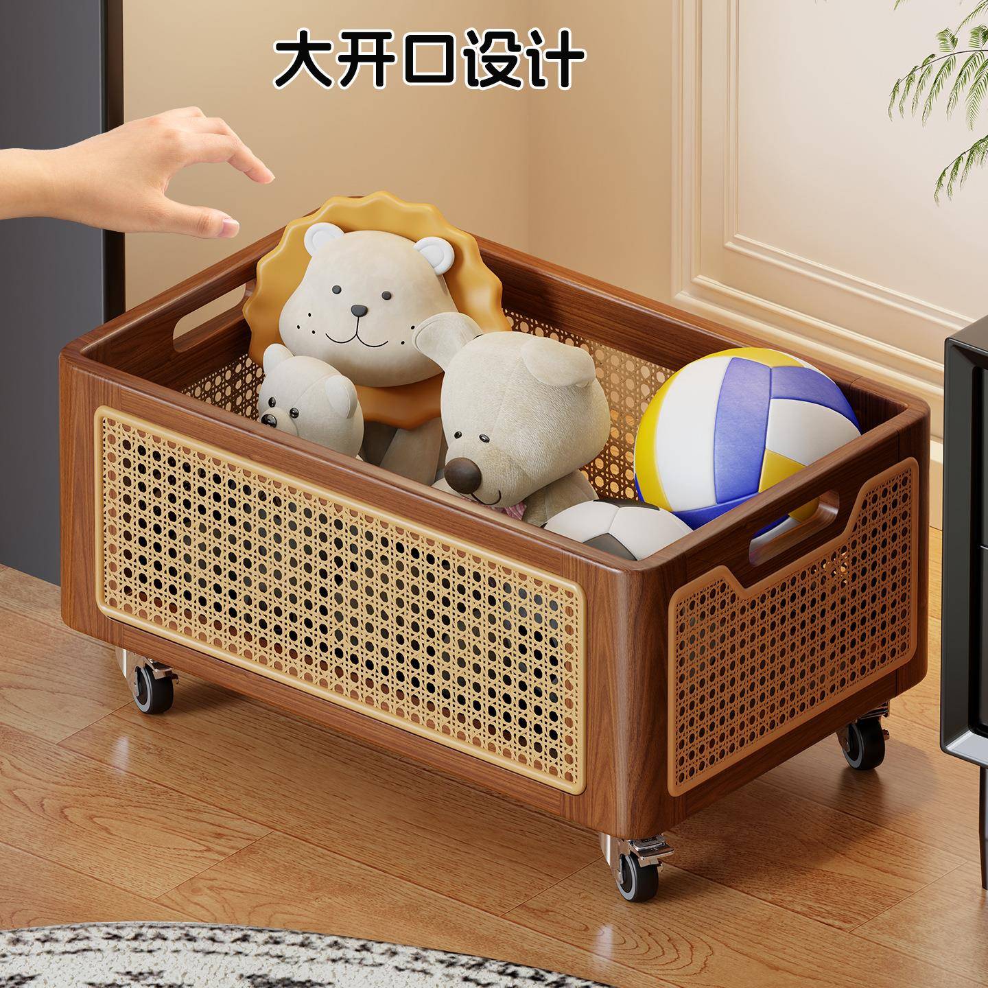 实木玩具收纳筐大容量收箱衣服22821178物整收理箱储物箱子家用纳