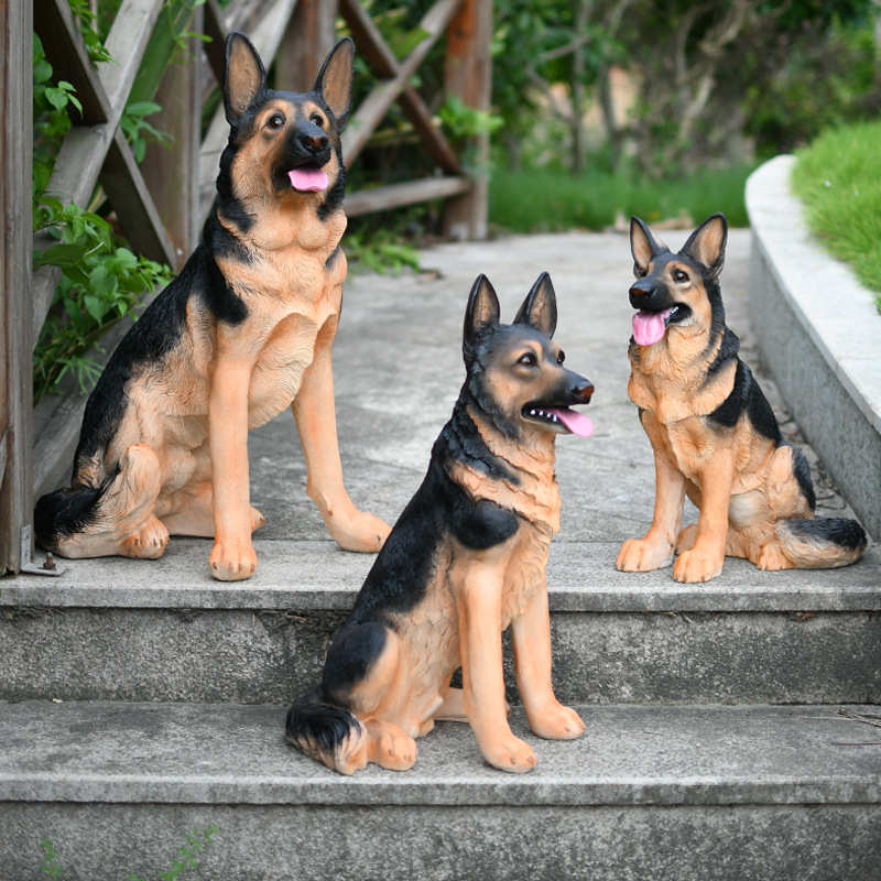 仿真德牧狗玻璃钢雕塑摆件庭院花园家居客厅模型看门狗装饰工艺品