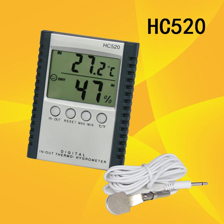 温湿表HC-520带探头电子数显式温度计湿度计天气日历环境温湿度表