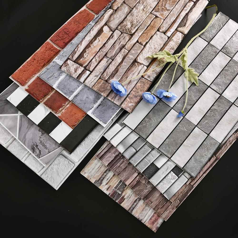 3D立体文化砖墙贴自粘防水防潮客厅卧室商用墙面翻新外贸跨境墙纸