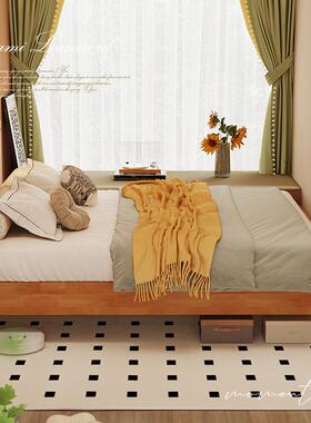 榻榻米物实木床1米8加头床垫樱桃木色无床落SF-18无地床美式储复