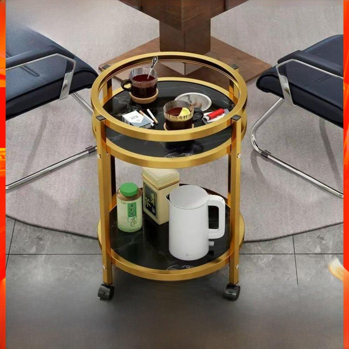麻将机茶几双层棋牌室专用烟缸茶水架麻将馆桌边几家用圆形可移动图片
