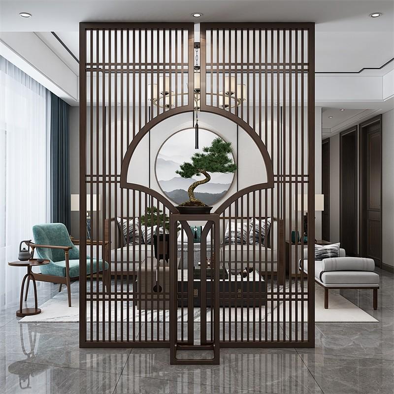新中式实木座屏客厅隔断玄关入户栅栏家用屏风装饰简约进门遮挡