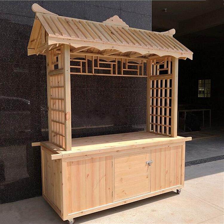 户外移动售货车景区推车木质摆摊车古镇仿古餐车美食街小吃车摊位