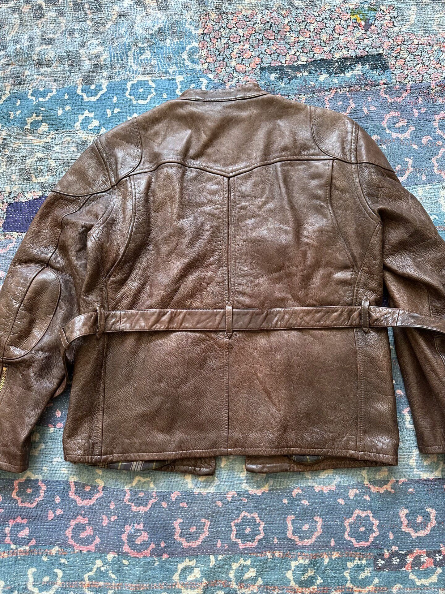 RRL Brown Leather Motorcycle Jacket — front