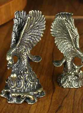 老鹰摆件纯黄铜桌面大展雄鹰小铜器展会销礼品纯铜摆件大展宏图鹰