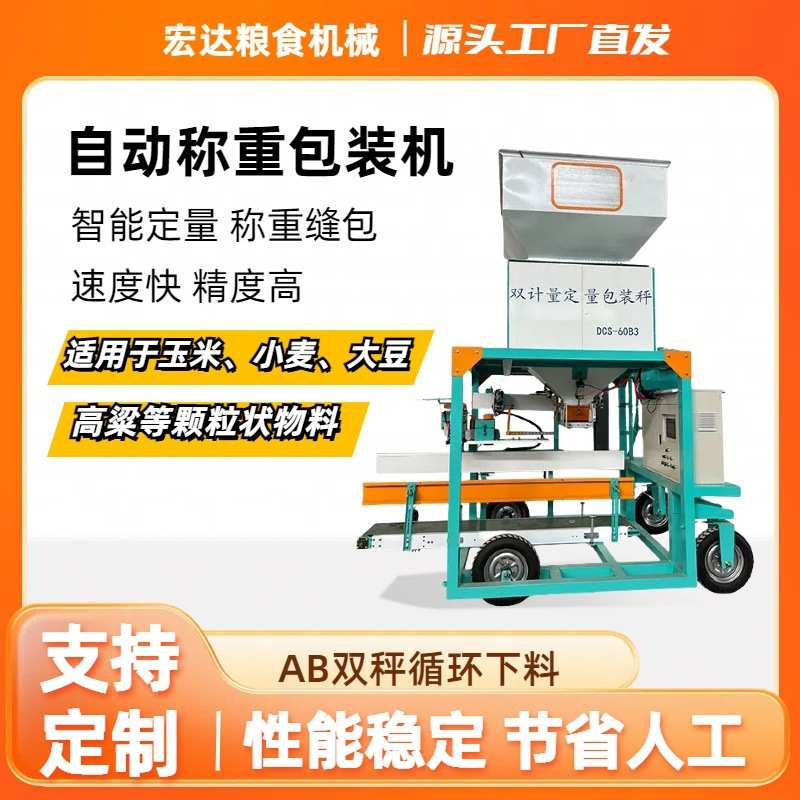 粮食定量包装秤 玉米小麦称重打包 颗粒包装设备 双秤循环下料