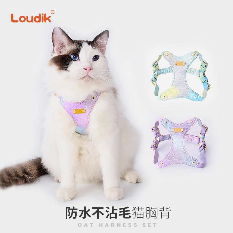 Loudik工厂现货批发彩色狗狗猫咪胸背带牵引绳宠物用品小型犬跨境