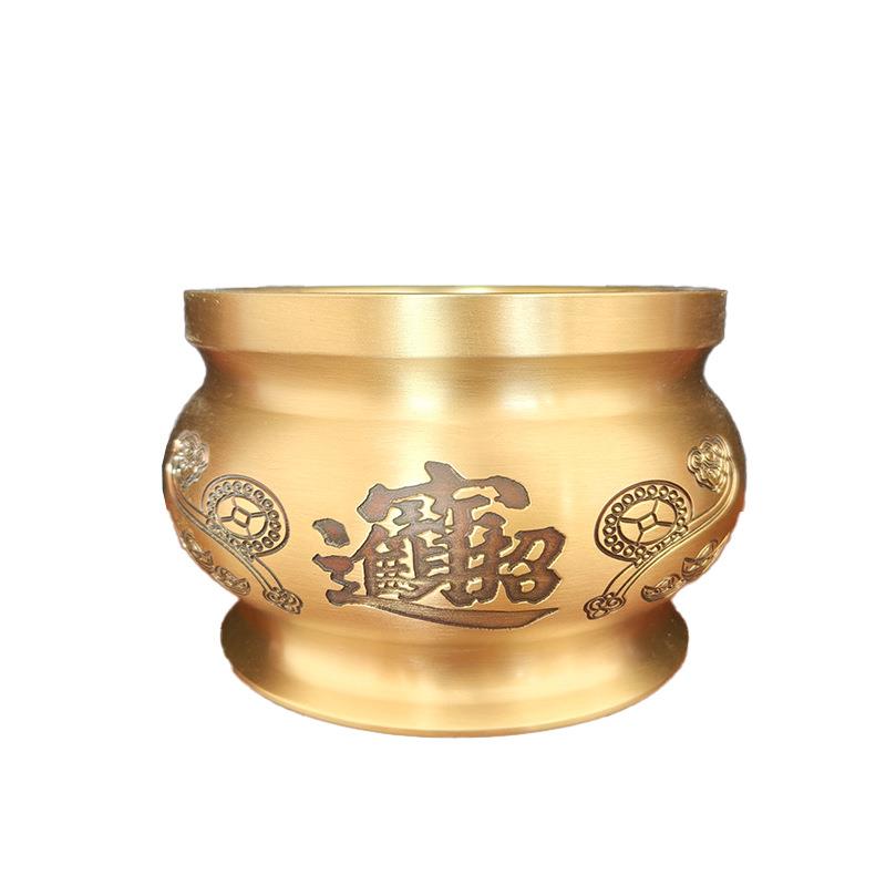 黄铜香炉纯铜铸铜焚香炉家用供桌香炉金属工艺品摆件刻铜炉