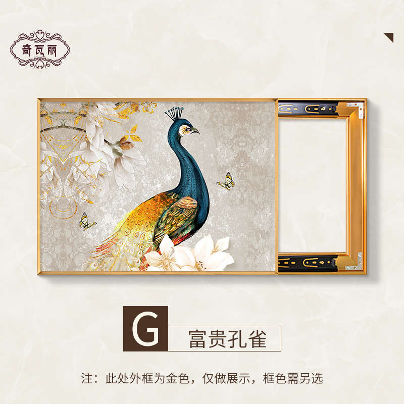 轻箱电表简约装饰画配电盒遮挡孔雀现代2024挂画电闸箱弱奢装新款图片