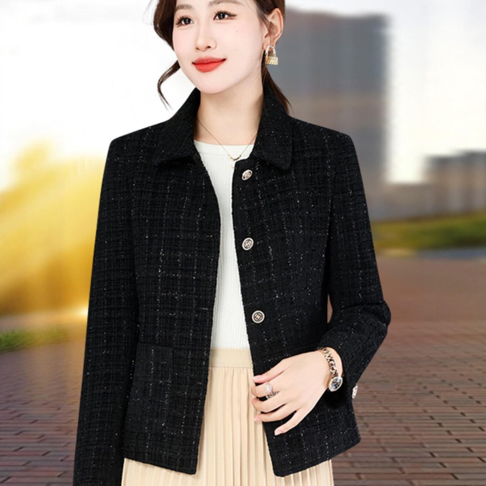 时尚小香风外套女2026年春秋新款修身显瘦翻领小个子西装加棉上衣