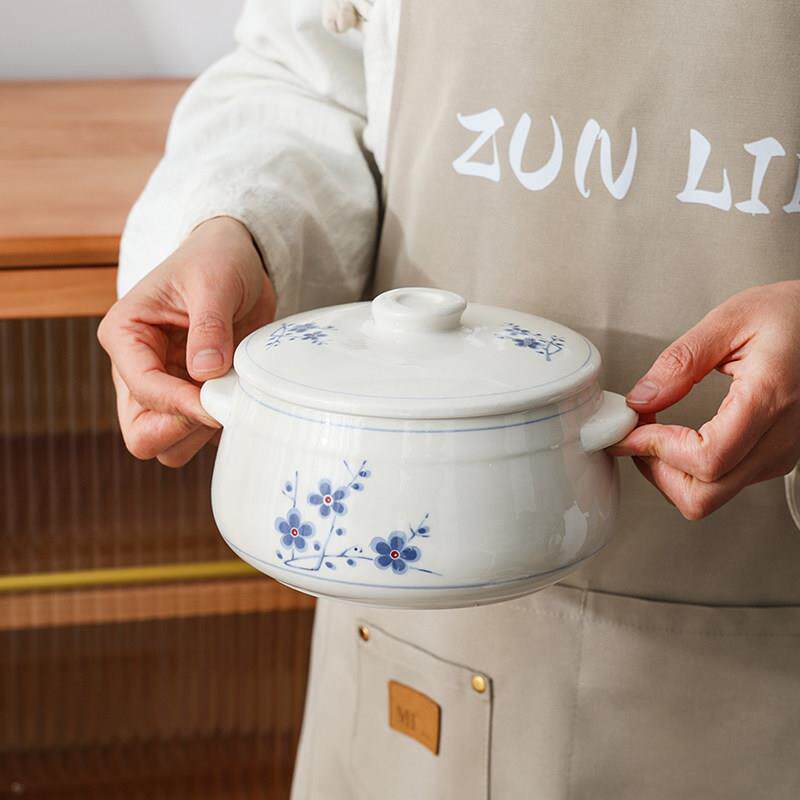 陶瓷汤炖锅，食品级闽南有盖锅，防水炖锅，瓦罐，双耳蒸蛋碗，大
