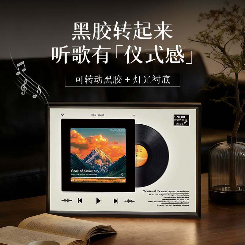 梵艺新品黑胶旋转音响画玄关客厅铝合金装饰画家居饰品轻奢灯光画