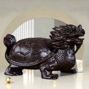 饰品红木工艺送人礼品 黑檀木雕龙龟客厅摆件家居大号实木办公室装