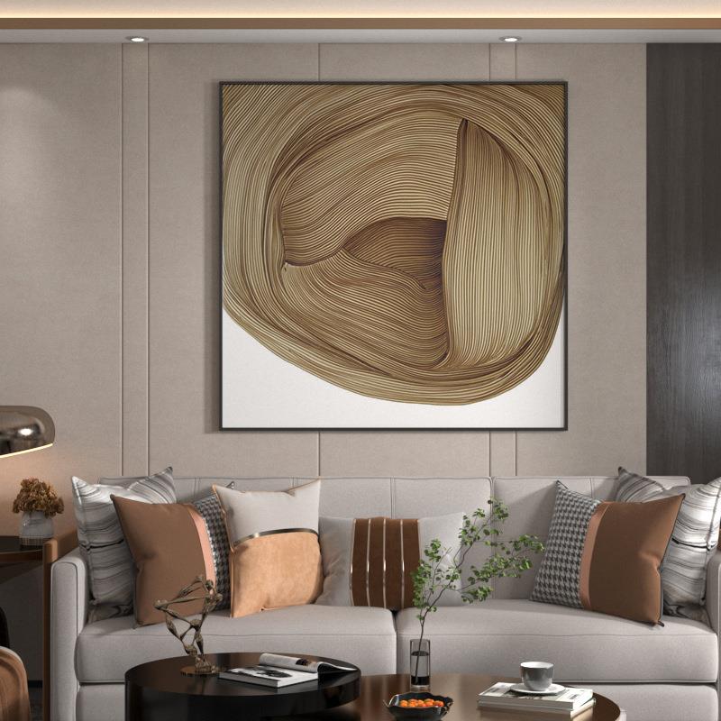 新款直销现代轻奢客厅餐厅玄关装饰画蓝色抽象线条简约背景墙壁方