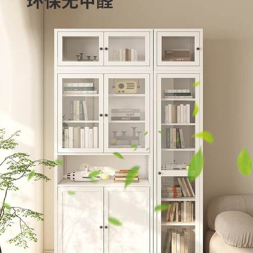 书柜客F979H5J5厅02新款展示柜铁艺书2架玻6璃门柜收纳柜子家用置