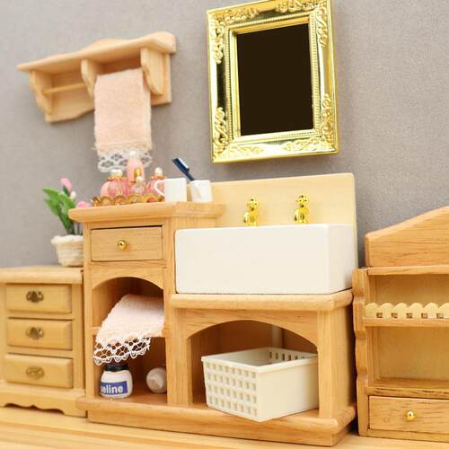 1：12迷你娃娃屋家具配件DOLLHOUSE洗手台OB11娃娃可用仿真水槽