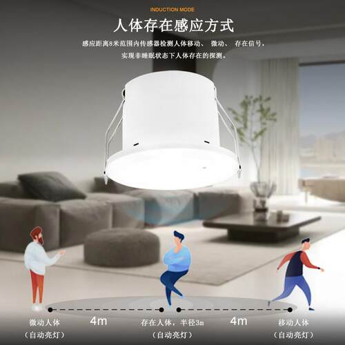 110V/220V 嵌入式24G人体存在感应开关卧室LED灯具可调红外开关器