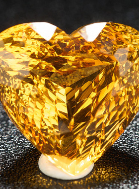 源头直供捡漏价 17克拉心形黄晶裸石戒面鸟巢切工 支持私人定制