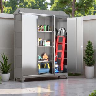 304不锈钢户外储物柜家用阳台防水防晒收纳柜庭院渔具定制置物柜