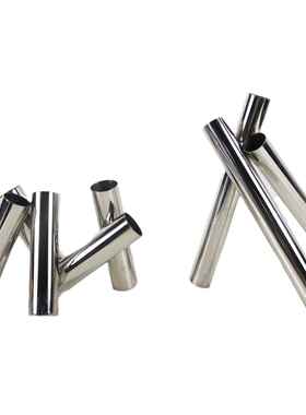 现代不锈钢管镜面花器摆件样板间客厅玄关创意三脚架干花插