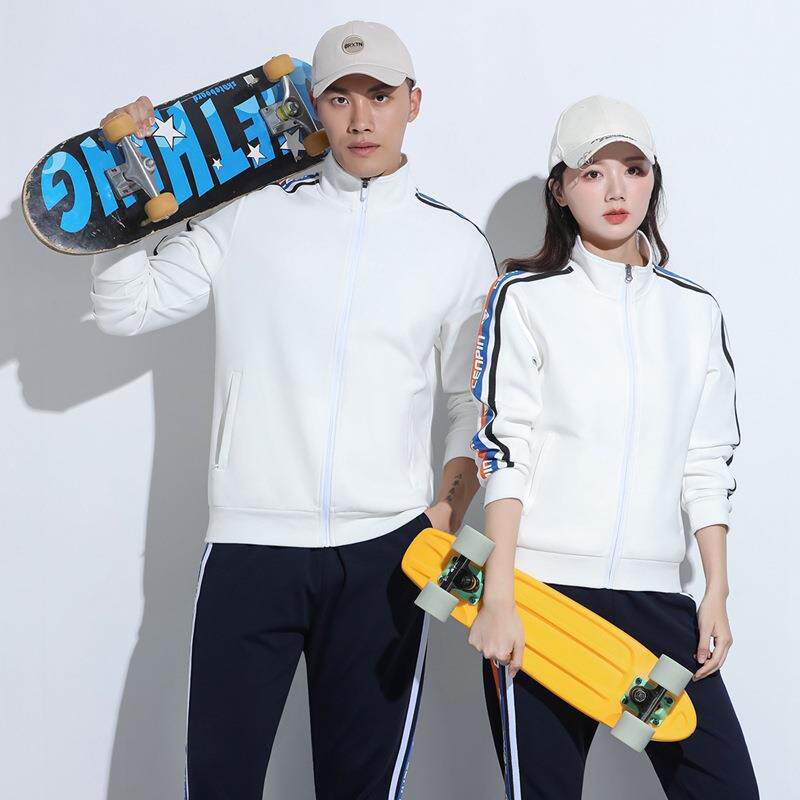 春秋季男女团服套装韩版时尚男女跑步休闲运动服情侣套装可logo