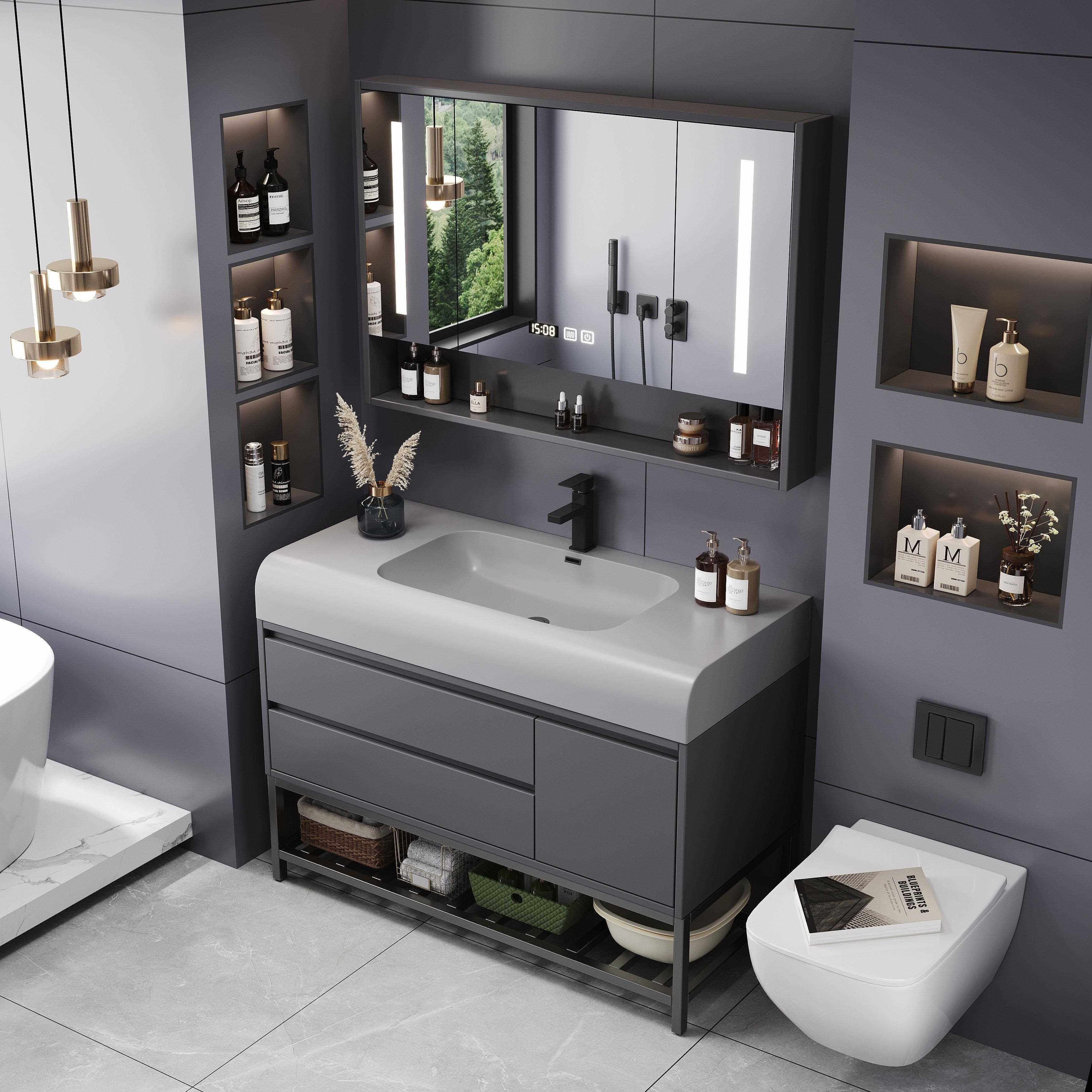 轻奢肤感一体盆浴室柜组合洗手台盆柜洗漱台卫生间智能洗脸盆套装,家装主材,浴室柜组合,淘宝优惠券,粉丝福利购,淘宝优惠卷