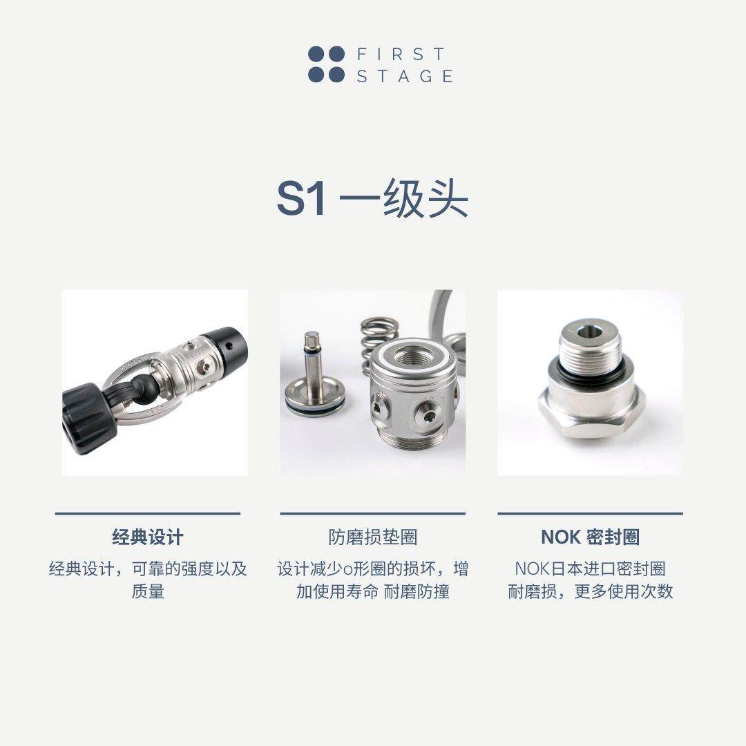 HOTDIVE训练一级头调节器水肺装备耐用S1潜水调节器YOKE接头