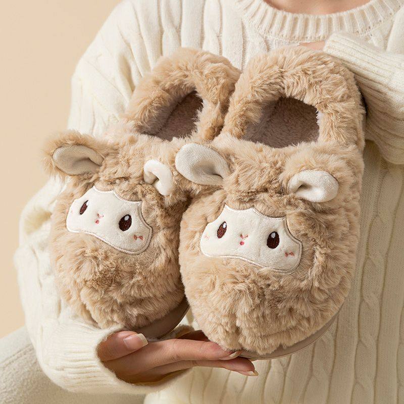 棉拖鞋女款冬季爱卡通小羊室内家居加绒保暖厚底防滑包跟棉鞋,居家布艺,居家棉拖/棉鞋,淘宝优惠券,粉丝福利购,淘宝优惠卷