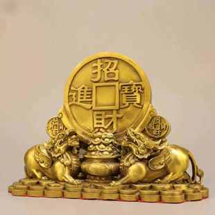 宝貔貅家居饰品桌面办公室铜摆件 黄铜貔貅吉祥如意貔貅金钱貔貅元