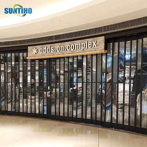 PC透明水晶折叠门商场弧形铝合金水晶折叠门商场推拉门