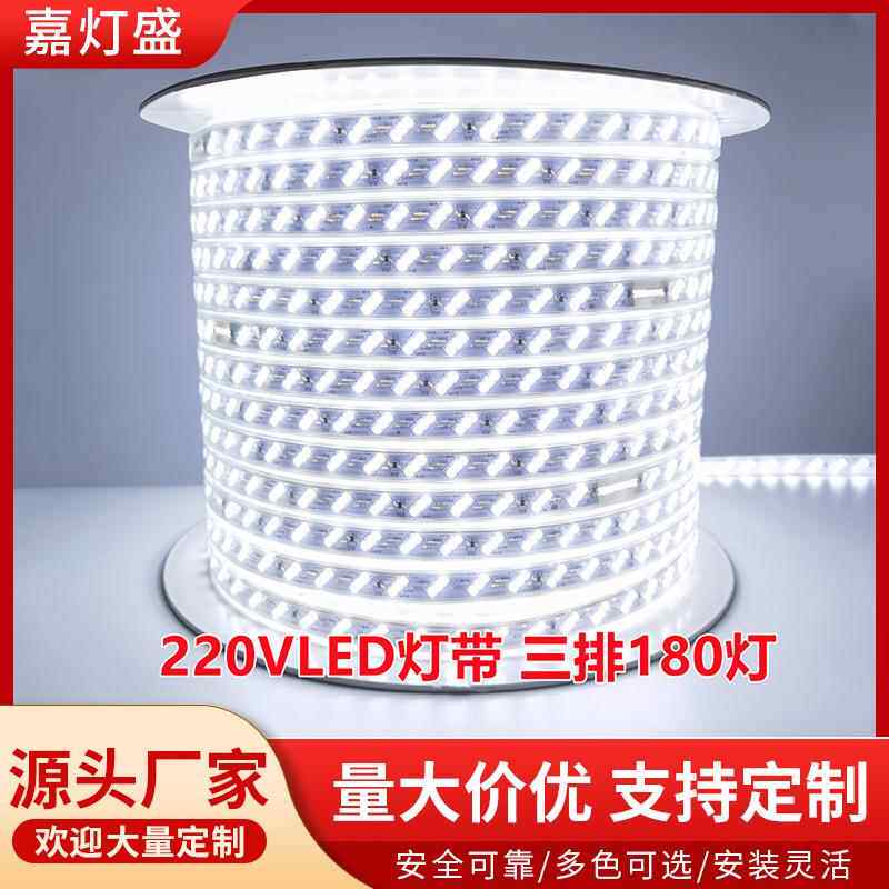 led高压220V灯带 2835斜三排高亮 户外工程亮化防水家用吊顶