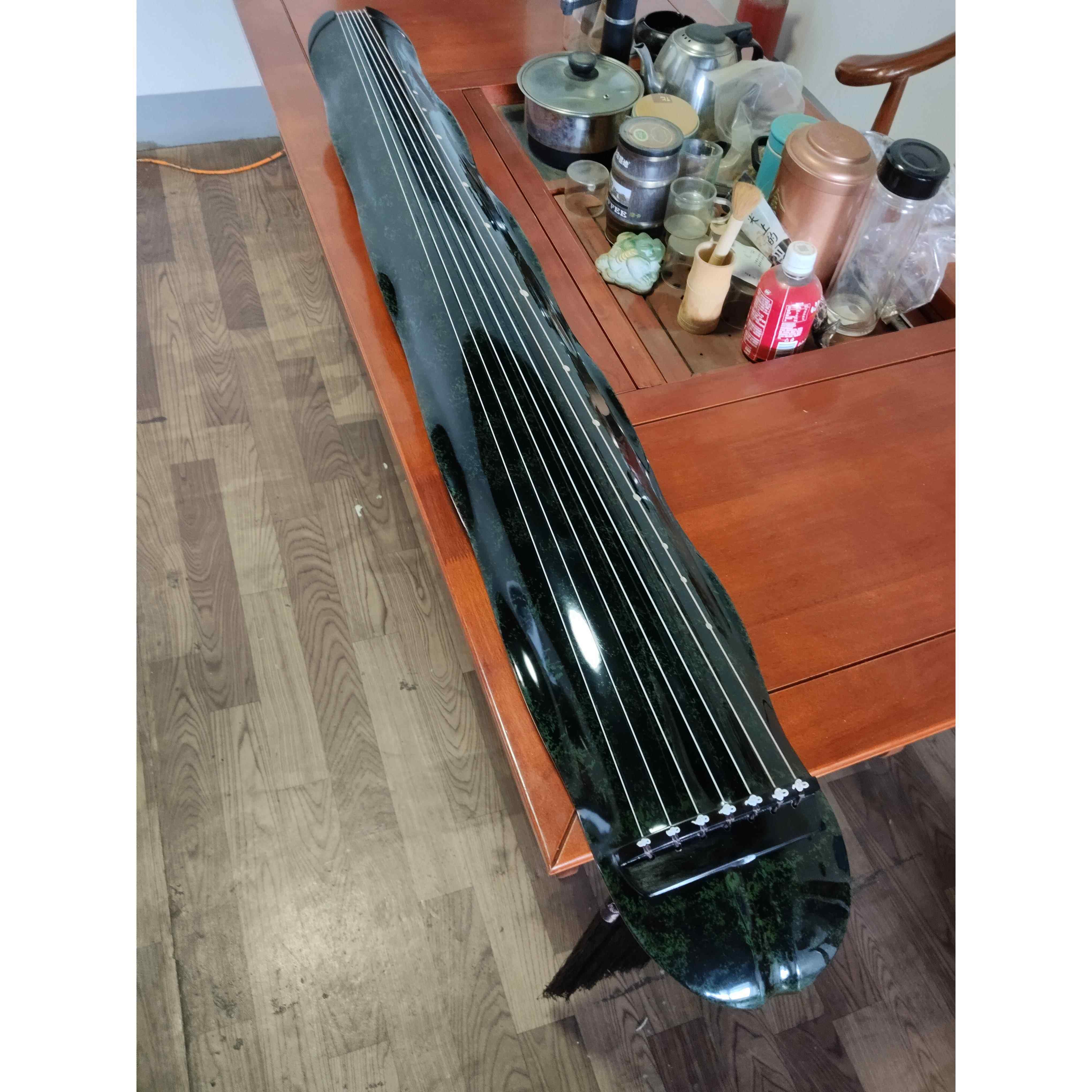 正品蕉叶式古琴初学者入 门练习琴纯手工年老杉木生漆鹿角演奏百