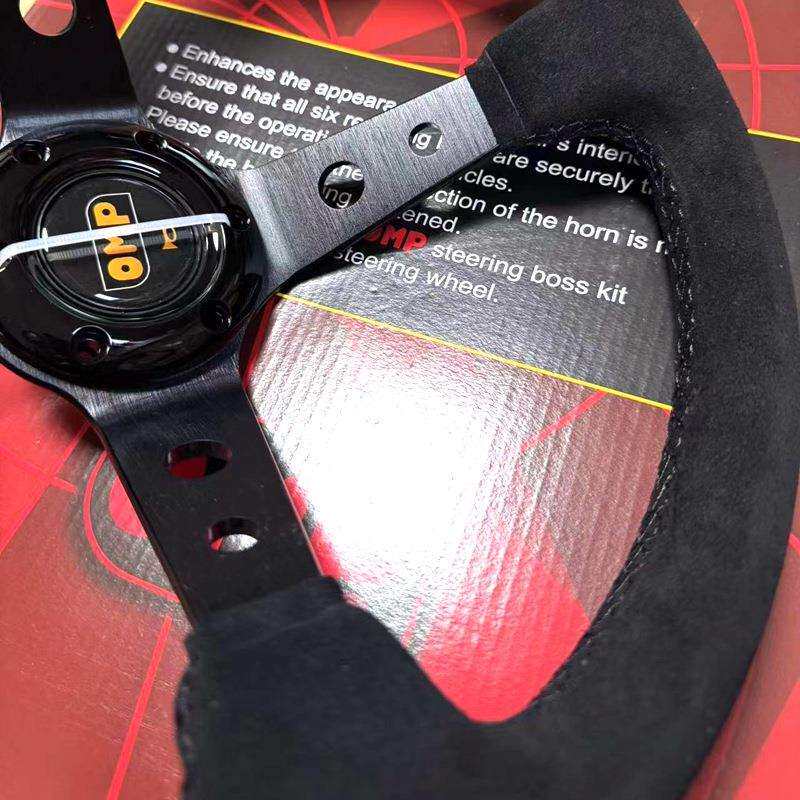 汽车改装OMP方向盘磨砂皮 14寸/350MM仿赛车竞技通用绒皮方向盘
