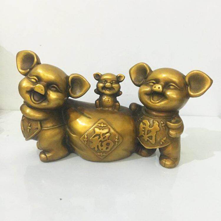 铜两个猪三个猪金钱猪生肖猪瑞兽摆件铜器工艺品摆件礼品