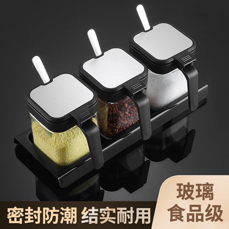 调料收纳盒厨房家用调料玻璃分装瓶味精胡椒盐罐套装密封防潮耐热