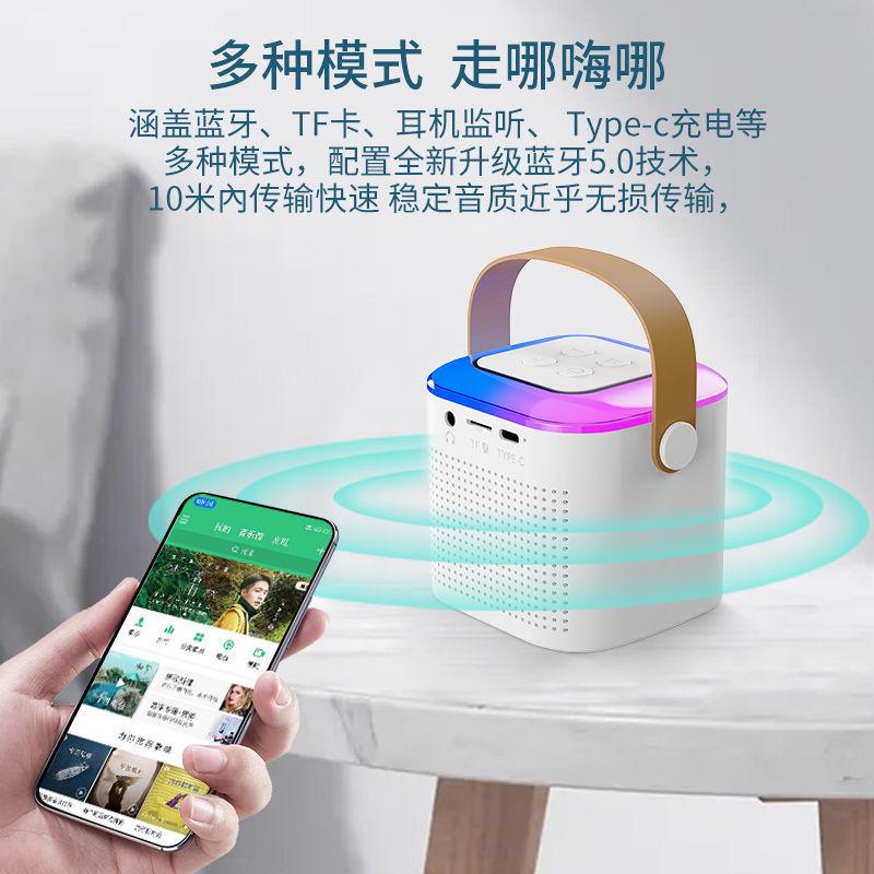 蓝牙小音响户外便携式插卡迷你无线音响K歌麦克风话筒音箱一体机