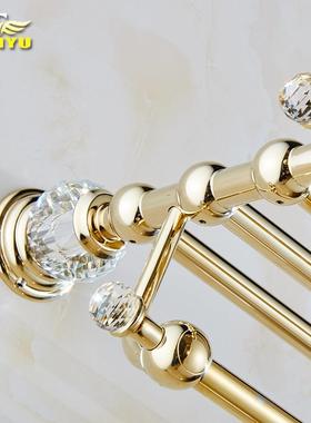 式色RTK铜件金浴欧巾架毛巾架轻奢五金挂套装卫生间置物架水晶浴