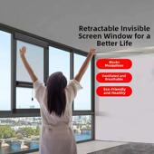 防蚊虫帘网 可定制高透铝合金自装 新款 隐形纱窗免打孔伸缩回卷式