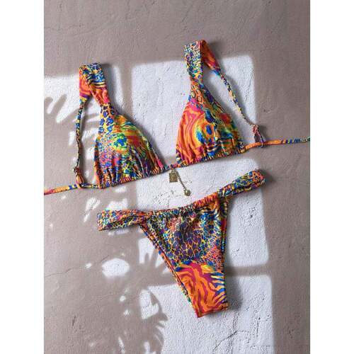 L 75929 Halter Print Split Bikini 挂脖印花分体比基尼跨境