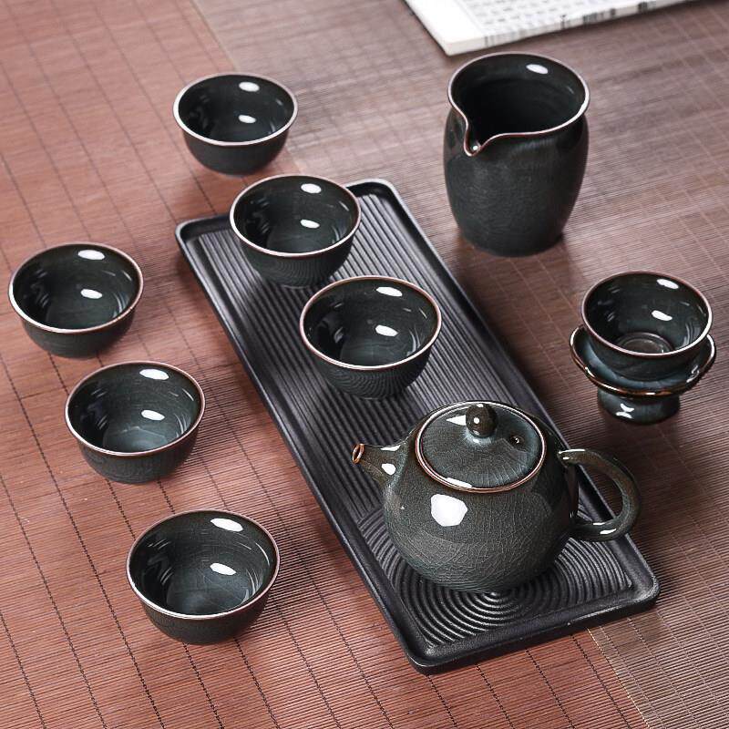 青瓷高档整套功夫茶具哥窑手工铁胎冰裂茶壶茶杯套装家用泡茶陶瓷