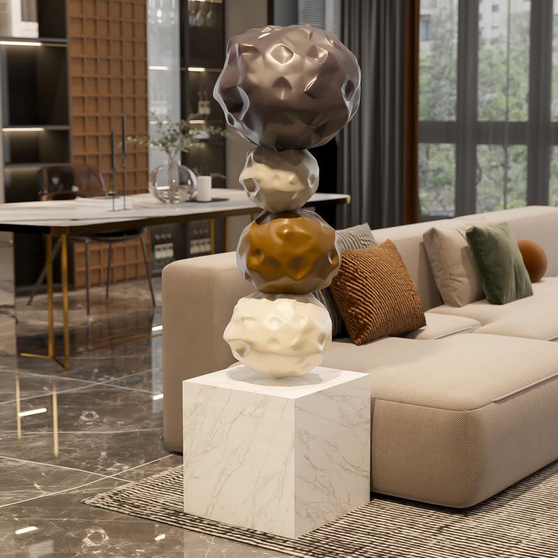 创意ROM样石来运落地摆件现代过雕塑艺术酒店转板房大堂道装饰品