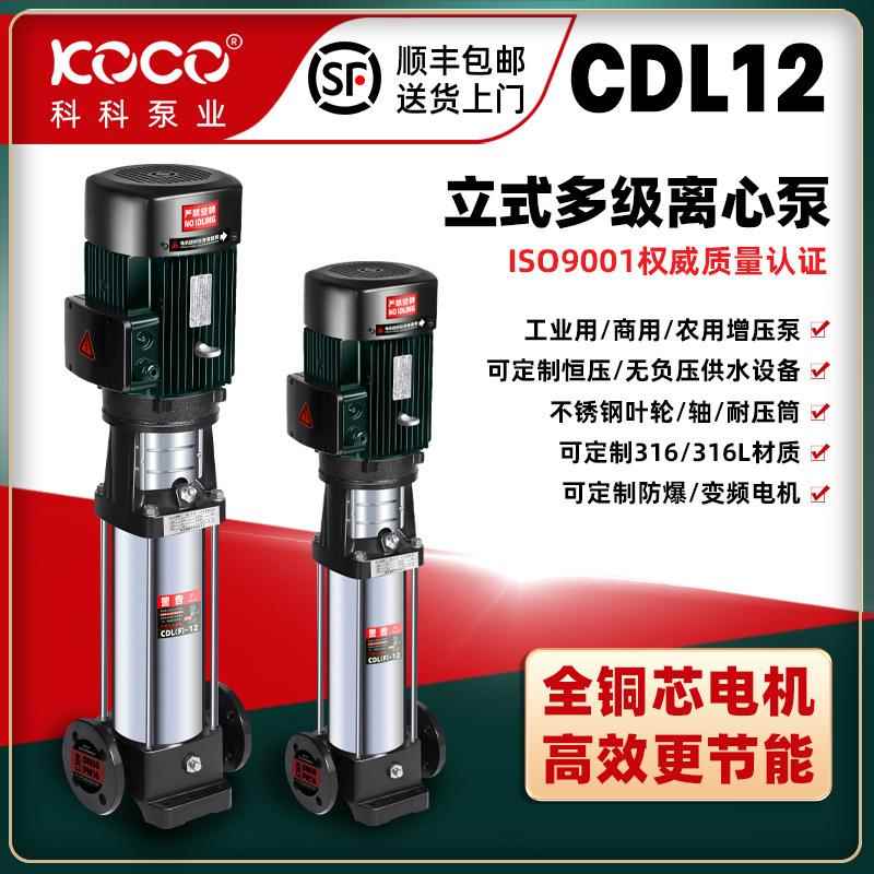 CDL12立式多级离心泵不锈钢叶轮铜芯电机高效节能多级增压泵