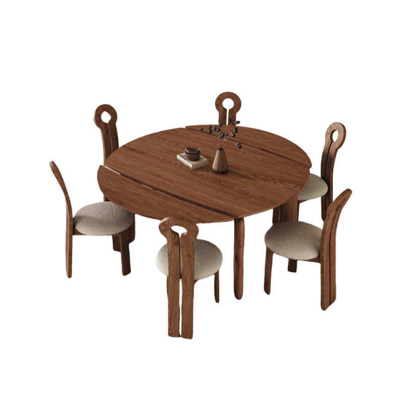 全实木大象伸缩餐桌可变圆桌子家用小户型白蜡木圆形折叠餐桌